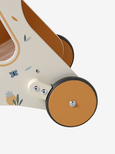 Baby Walker in FSC®100% Wood with Brakes, GREEN FOREST red+yellow 