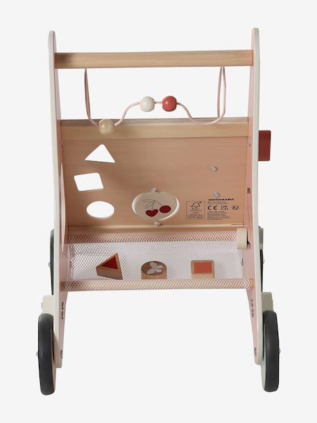 Baby Walker in FSC®100% Wood with Brakes, GREEN FOREST red+yellow 