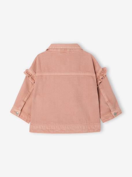 Frilly jacket for baby girls rosy 