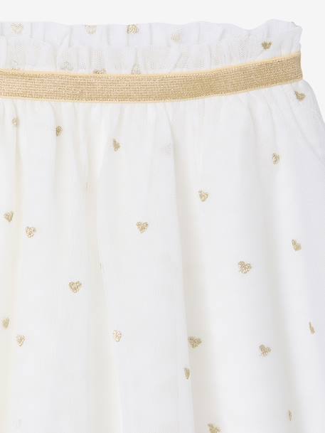 Girl's tulle skirt with lurex embroidery white 