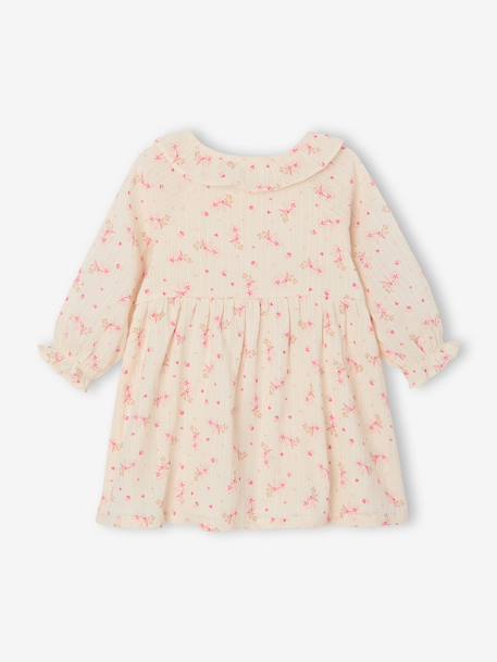 Baby girl's dress in cotton gauze ecru 