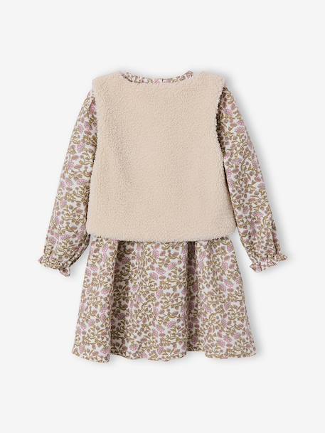 Girl's sherpa dress and cardigan set ecru 