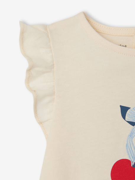 Fancy Pattern T-Shirt in Organic Cotton for Girls ecru 