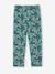 Fluid Cropped Trousers with Floral Print, for Girls emerald green+navy blue+red 