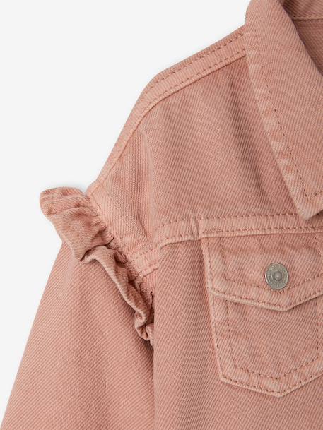 Frilly jacket for baby girls rosy 