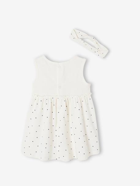 Dress & Matching Headband, for Babies beige+Light Green/Print+rosy 