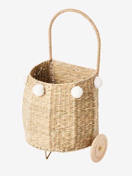 Wicker Shopping Basket with Castors White 