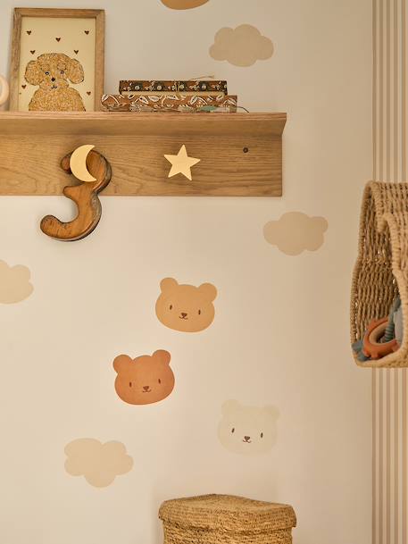 Pack of 20 bear and cloud stickers beige 