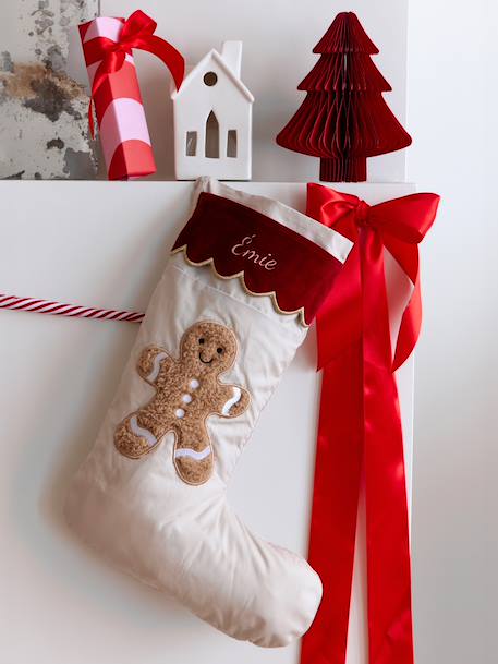Gingerbread Man Christmas Stocking beige 
