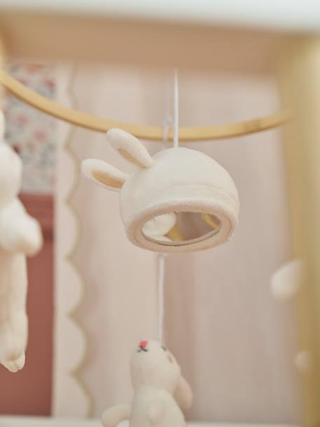 Rabbit Musical Mobile for Cot wood 