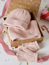 Girls-Accessories-Winter Hats, Scarves, Gloves & Mittens-Girl's Christmas set: beanie + snood + mittens/gloves 