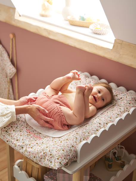 Changing Mat + 2 Changing Pads, FLORA printed white 