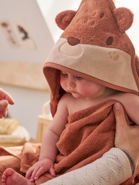 Bath Cape + Mitt, with Recycled Cotton, HEDGEHOG rust 