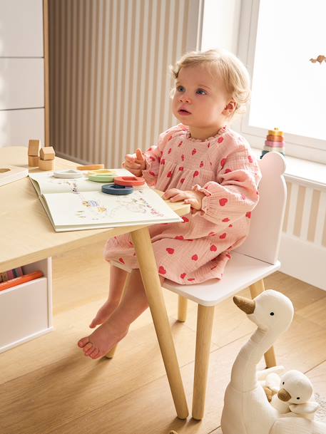 Set table and 2 child's bear chairs white 