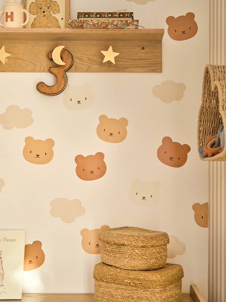 Pack of 20 bear and cloud stickers beige 
