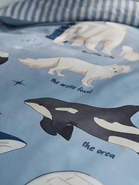 PÔLE NORD duvet cover set + pillowcase for children, with recycled cotton ocean blue 