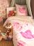 Reversible BIRDY duvet cover set + pillowcase for children, made with recycled cotton rosy 
