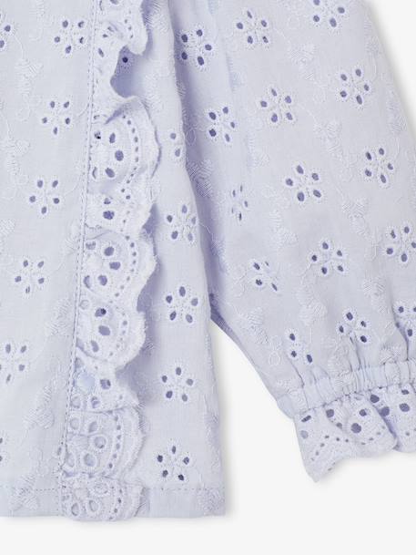 Blouse in Broderie Anglaise for Babies sky blue+sweet pink+white 