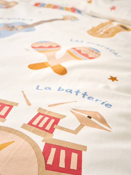 MUSIQUE LEXIQUE duvet cover set + pillowcase with recycled cotton printed white 