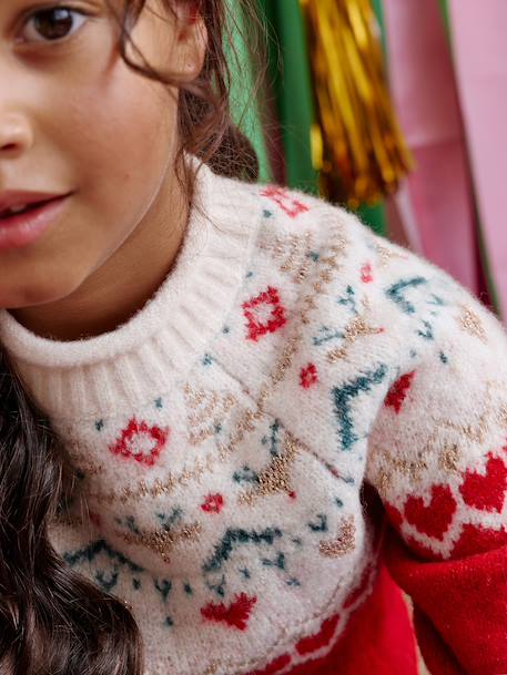 Girl's Christmas jacquard jumper red 