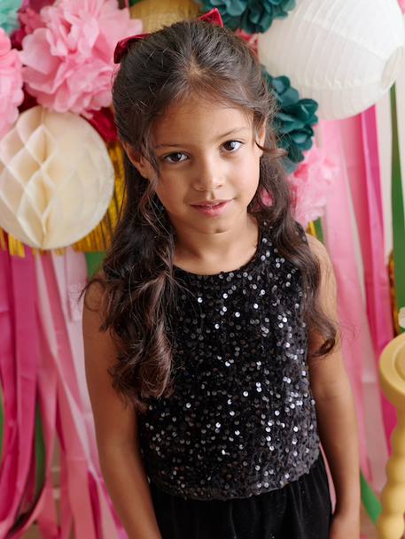 Velour Jumpsuit with Sequins for Girls black 