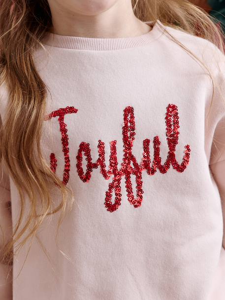 Christmas Sweatshirt with Sequinned Message for Girls rosy 