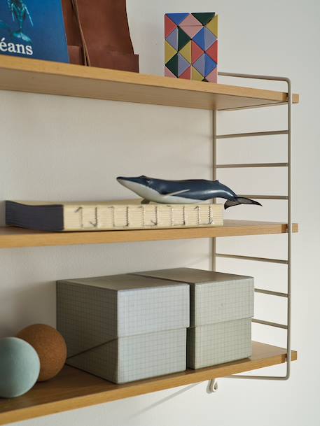 Wired metal wall shelf, wood effect shelf white 