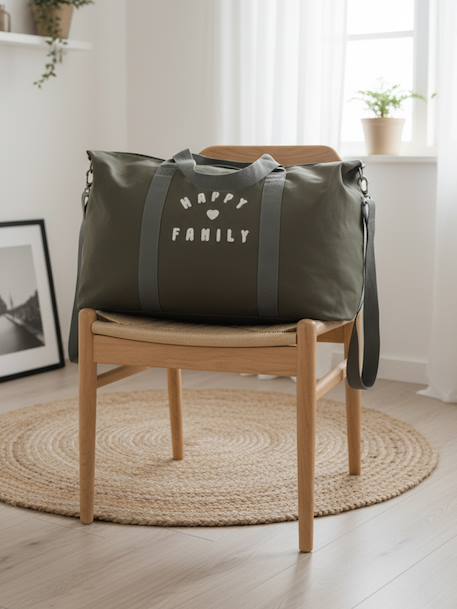 Weekend Changing Bag with Print: La Vie est Pleine de Surprises Dark Blue+GREEN MEDIUM SOLID WITH DESIG+khaki 