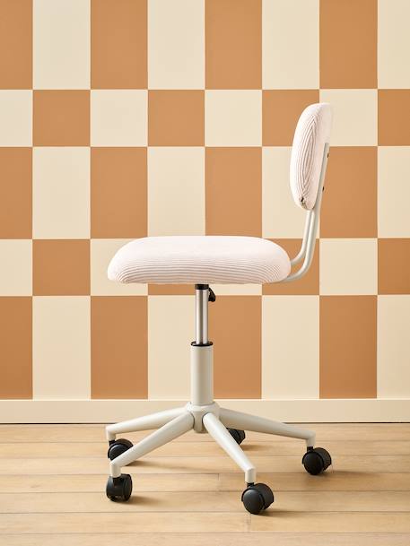 Velour Desk Chair with Castors for Children ecru+green+rose 