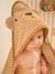 Bath cape + PETIT OURS wash mitt, with recycled cotton striped beige 