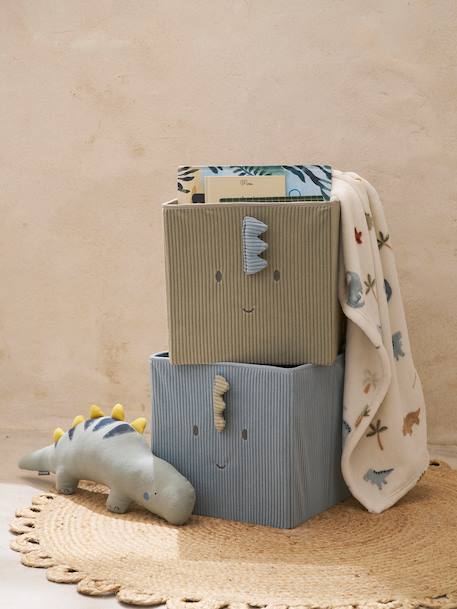 Set of 2 Minisaurus Dino Storage Tubs in Corduroy sage green 