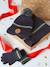 Christmas set: reindeer beanie + snood + mittens/gloves for boys navy blue 