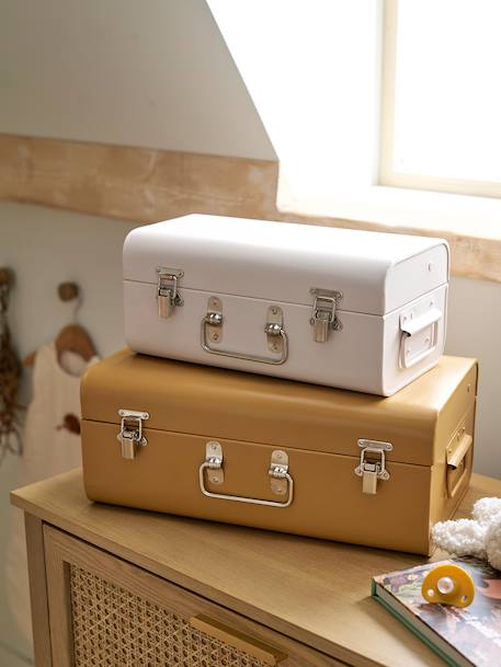 Set of 2 Nesting Metal Trunks cinnamon+denim blue+GREEN MEDIUM 2 COLOR/MULTICOLR+nude pink 