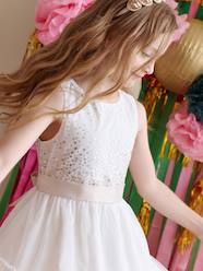 Girls-Dresses-Girl's Christmas dress with sequins and tulle