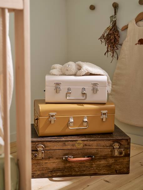 Set of 2 Nesting Metal Trunks cinnamon+denim blue+GREEN MEDIUM 2 COLOR/MULTICOLR+nude pink 