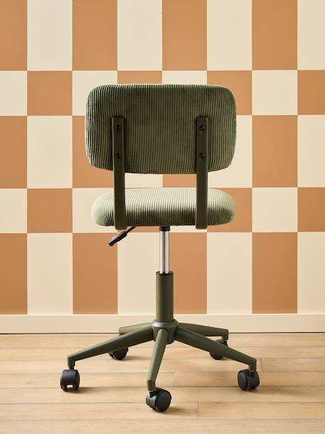 Velour Desk Chair with Castors for Children ecru+green+rose 