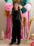 Velour Jumpsuit with Sequins for Girls black 