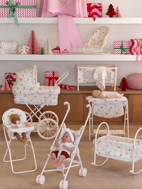 2-in-1 changing table for metal baby dolls ecru 