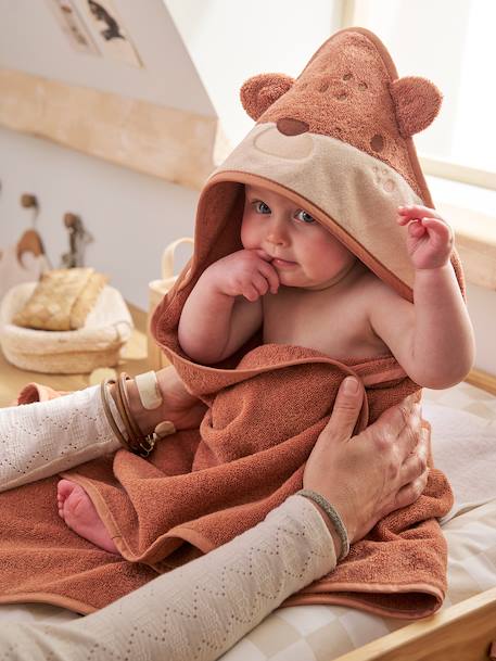 Bath Cape + Mitt, with Recycled Cotton, HEDGEHOG rust 