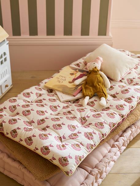 Bi-material floor mattress in floral/velvet Arizona rose 
