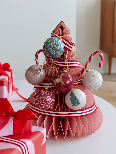 Set of 6 3D Christmas Baubles printed red 