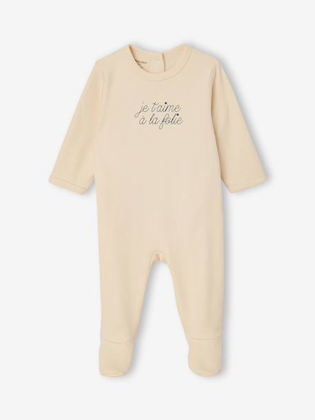 Pack of 3 Organic Cotton Sleepsuits for Babies beige+ecru+sage green 