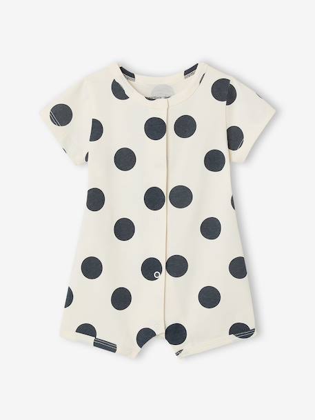 Newborn set of 2 playsuits in organic cotton marl beige 