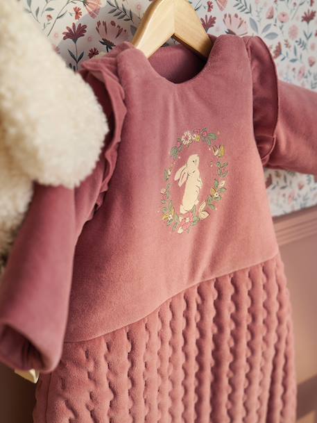 Baby sleeping bag with detachable long sleeves, ENCHANTED RABBIT old rose 