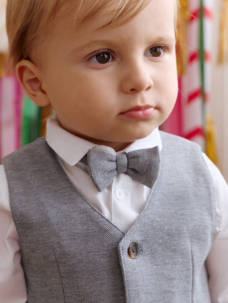 Boys' shirt, bow tie and cardigan set white 