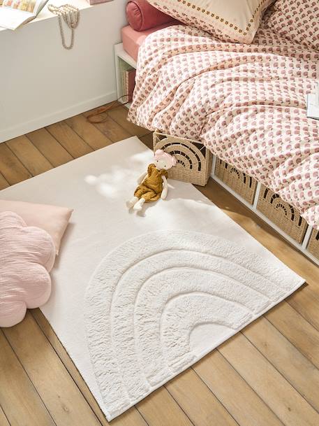 Rainbow relief rectangular rug ecru 