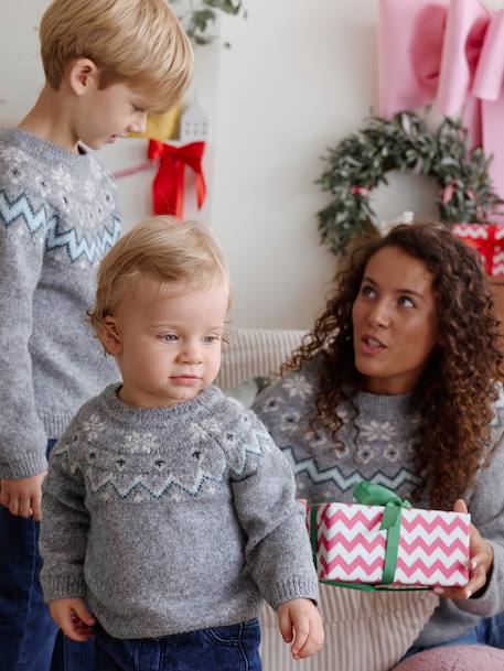 Baby Christmas jacquard jumper from the family capsule collection marl grey 