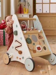 Toys-Baby Walker in FSC®100% Wood with Brakes, GREEN FOREST 