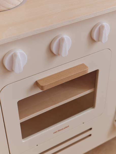 Wooden kitchen with FSC100® wooden accessories ecru+rose+sage green 