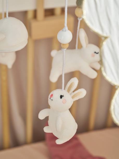 Rabbit Musical Mobile for Cot wood 